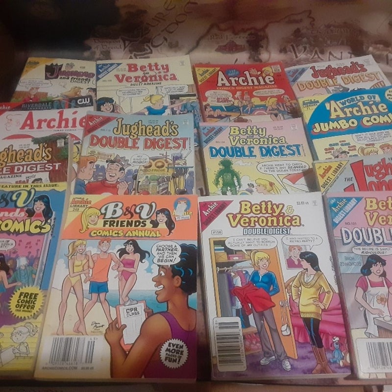 27 poor condition ARCHIE digest comic book lot , Betty and Veronica,  Jughead 