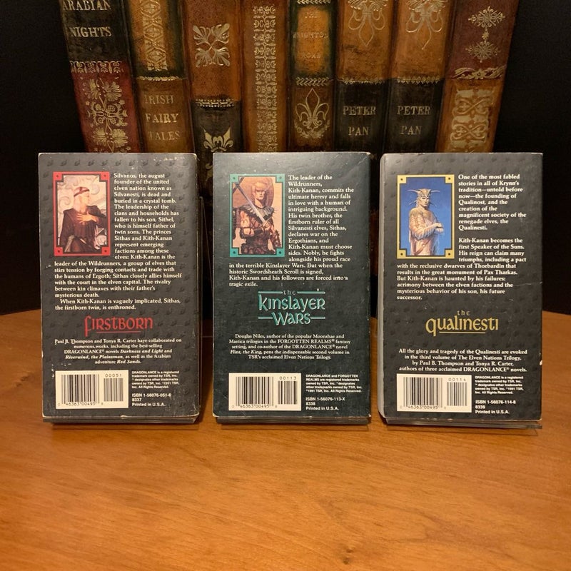 Vintage 1991 First Edition DragonLance: Complete Elven Nations Trilogy Set: Firstborn, The Kinslayer Wars, The Qualinesti