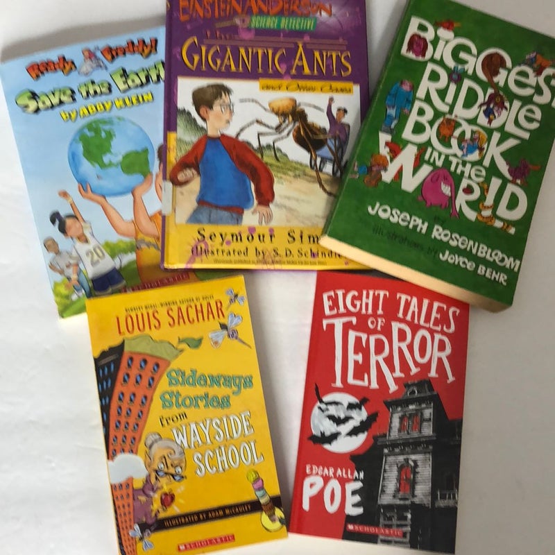 Set of 5 kids books including The Gigantic Ants and Other Cases