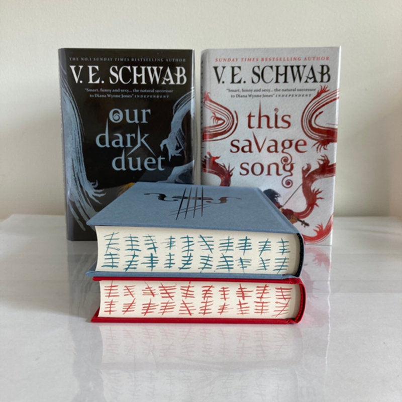 Waterstones This Savage Song & Our Dark Duet Collectors Editions w/ Stenciled Edges