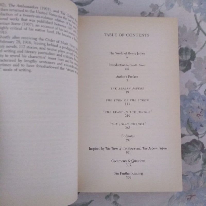The Turn of the Screw, the Aspern Papers and Two Stories