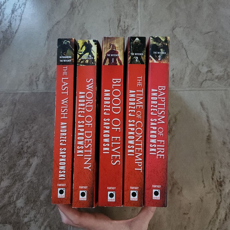 5 Witcher Paperbacks by Andrzej Sapkowksi