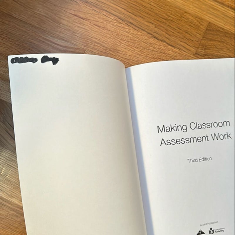 Making Classroom Assessment Work