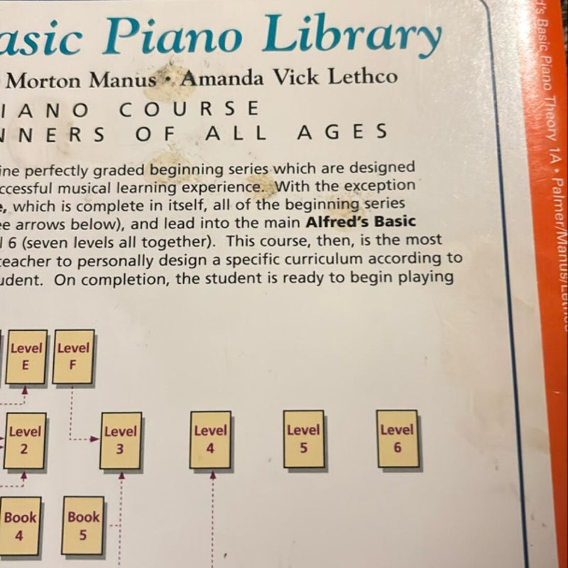 Alfred's Basic Piano Library Theory, Bk 1A