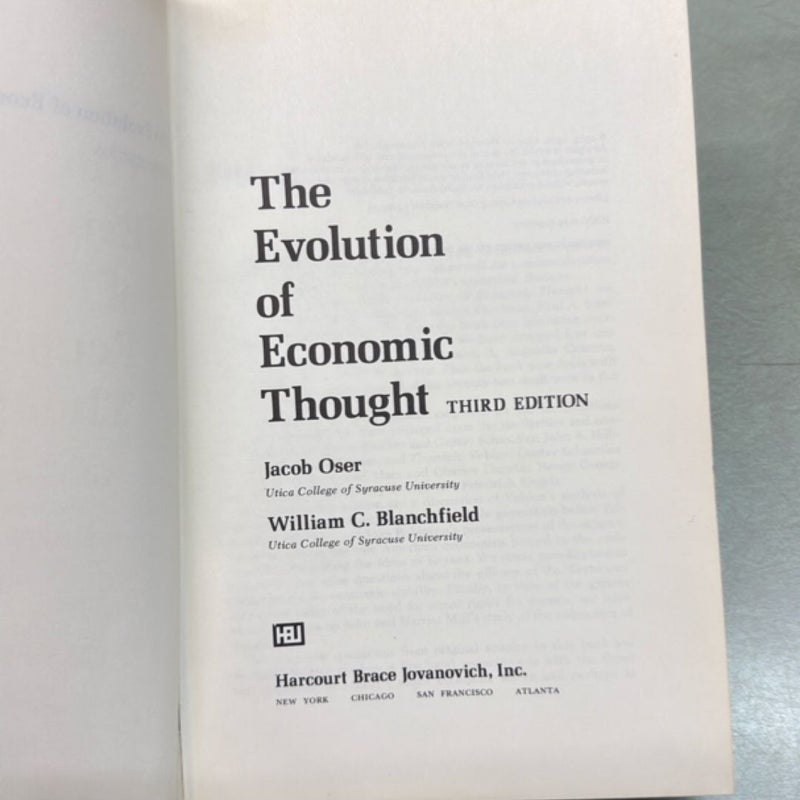 Evolution of Economic Thought