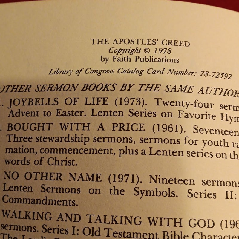 The Apostles Creed plus Lenten Sermons 1978 signed edition
