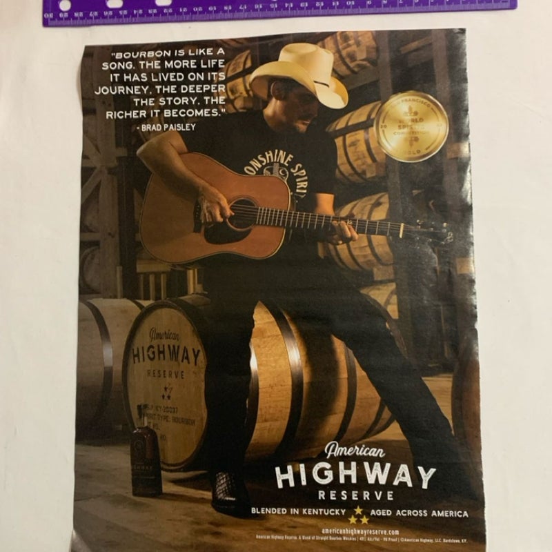 Brad Paisley “Playing Guitar”American Highway Reserve Magazine Ad