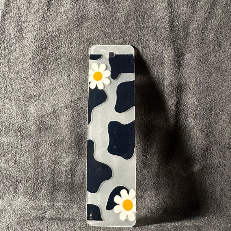 Cow print small clear acrylic bookmark