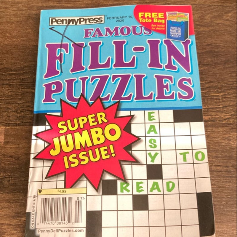 Penny Press Famous Fill In Puzzles 🧩 2020