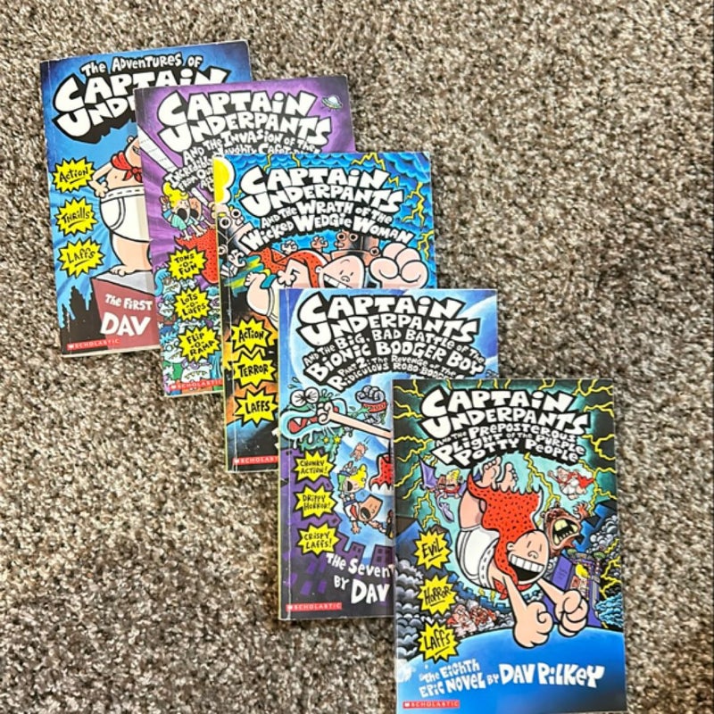 Captain Underpants 1,3,5,7,and 8