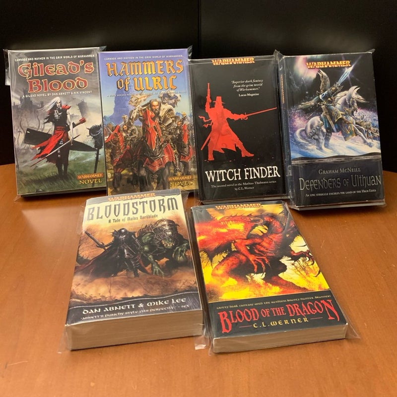 Warhammer Fantasy: Gilead’s Blood, Hammers of Ulric, Witch Finder, Defenders of Ulthuan, Bloodstorm, Blood of the Dragon, All First Printing
