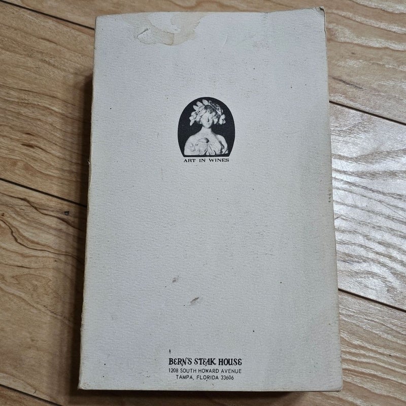 1975 Bern's Steak House Restaurant Art in Wines Wine Book