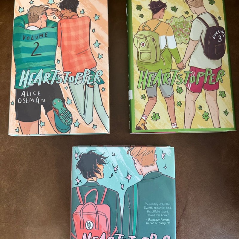 Heartstopper 1, 2, 3 (Fairyloot) signed special edition sprayed edges