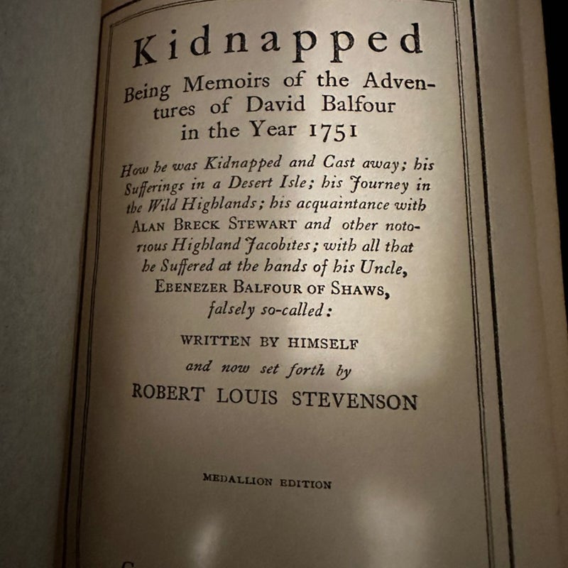 KIDNAPPED - Robert Louis Stevenson - 1909 Medallion Edition