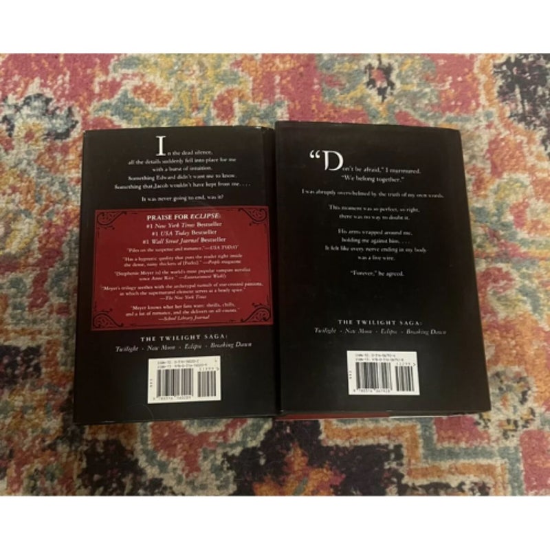 The Twilight Saga 1st Edition Hardcover Books - Eclipse and Breaking Dawn Part