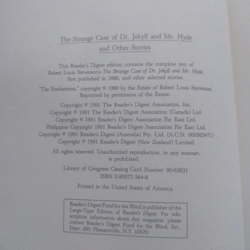 The Strange Case of Dr. Jekyll and Mr. Hyde and Other Stories
