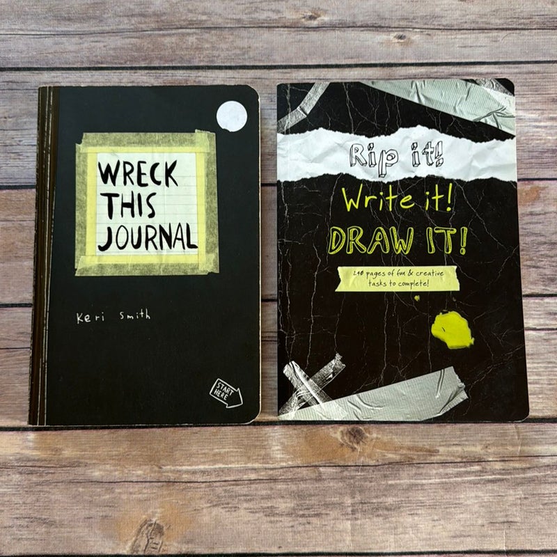 Wreck This Journal/Rip It! Write It! Draw It! Journal 2 book bundle