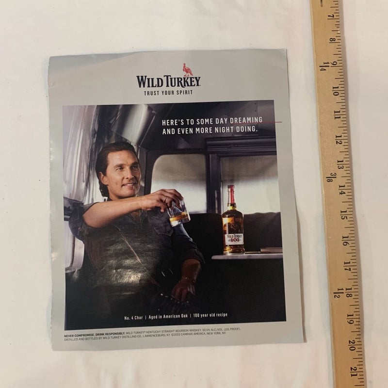 Wild Turkey “Matthew McConaughey” Magazine Ads (3) Total Ads 