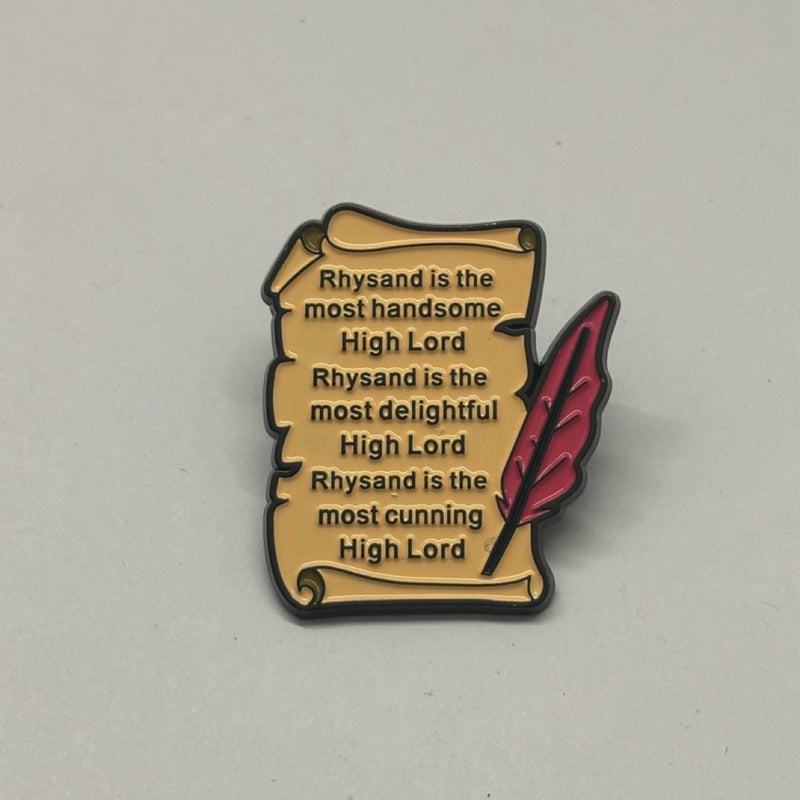 Acotar Rhysand's writing prompt Enamel pin and 1 random Acotar sticker