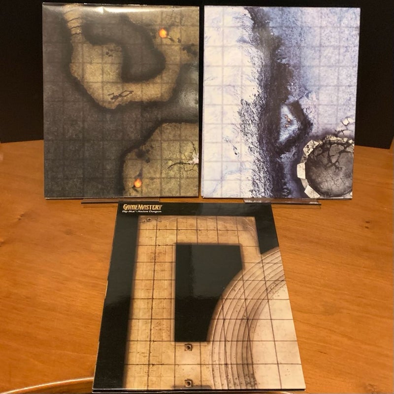  Pathfinder Game Mastery Flip-Mat Lot Dragon's Lair Mountain Pass Ancient Dungeon
