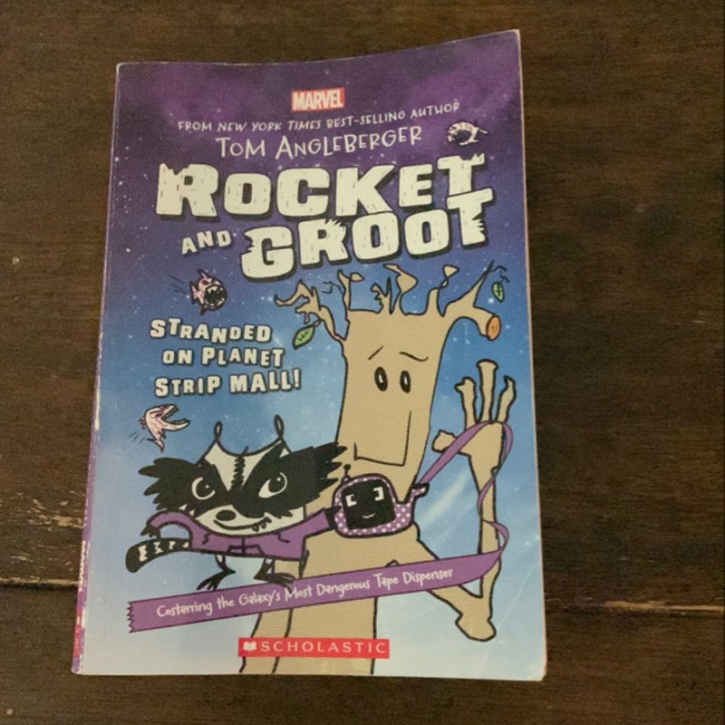 Rocket and Groot Stranded on Planet Strip Mall