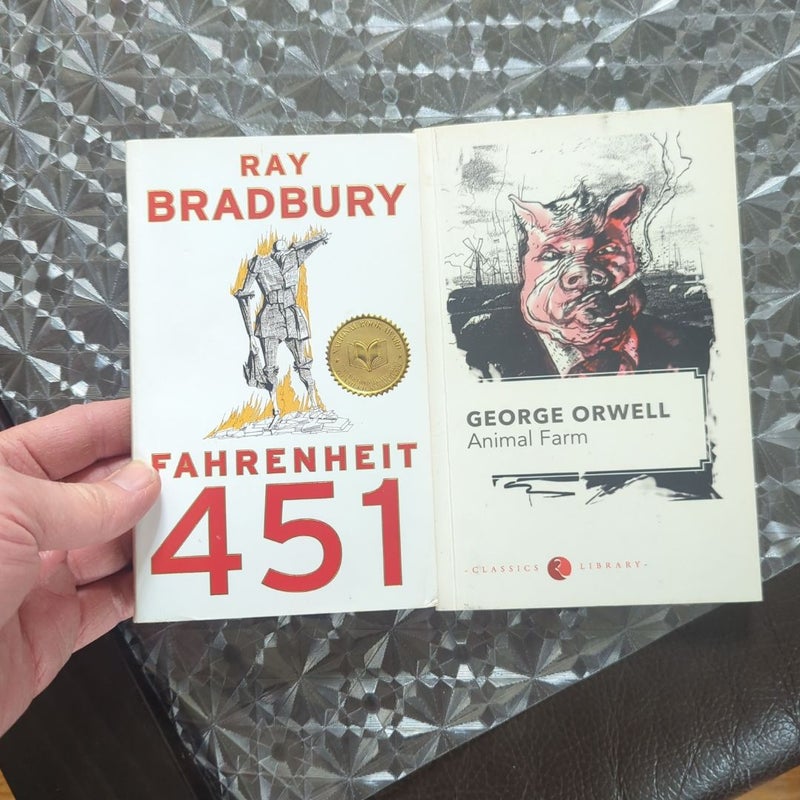 two books Fahrenheit 451 and Animal Farm George Orwell
