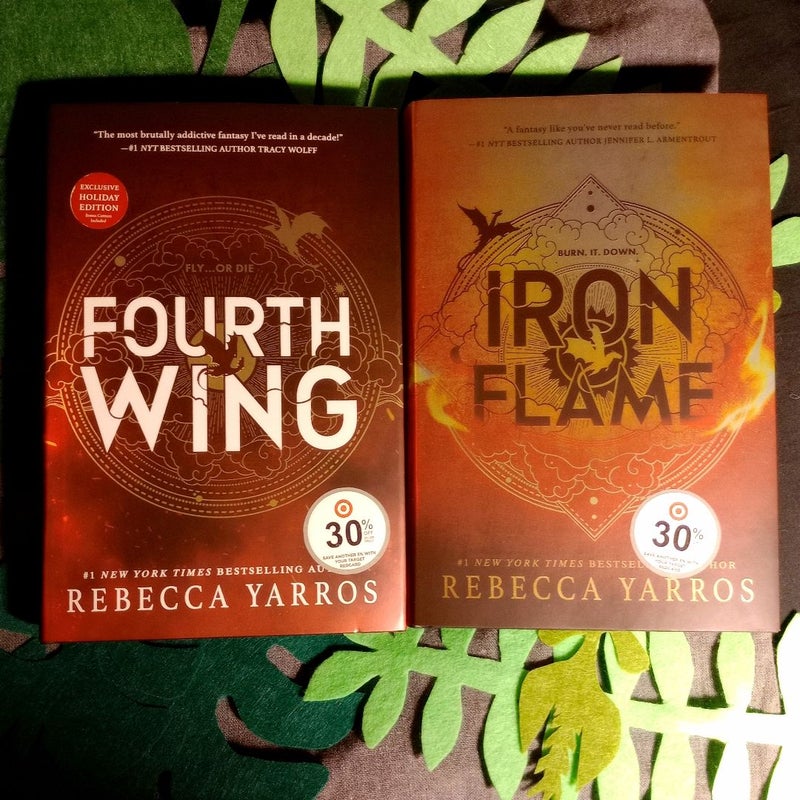 Fourth Wing (Holiday Ed.) + Iron Flame Bundle by Rebecca Yarros, Hardcover  | Pangobooks