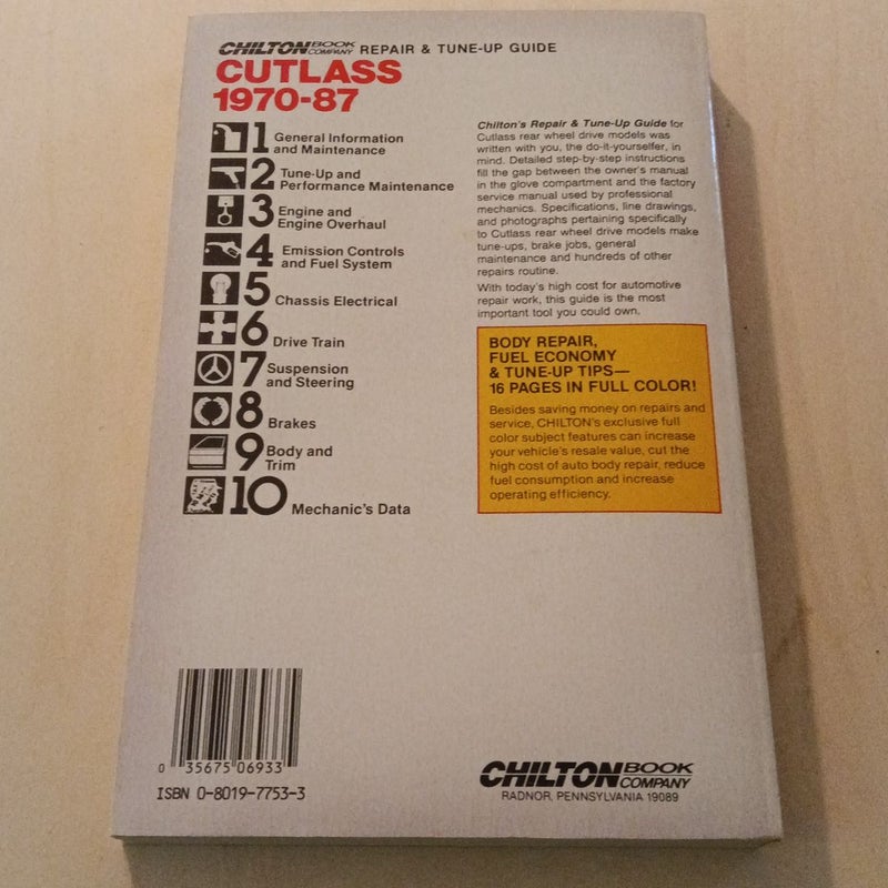 Chilton's Cutlass, 1970-87 Part No. 6933