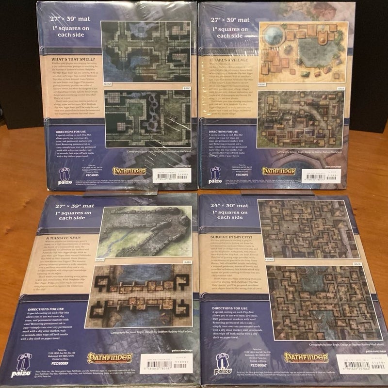 Pathfinder Flip-Mat Lot: Bigger Sewers, Village, Bridge, Slum Quarter, NEW