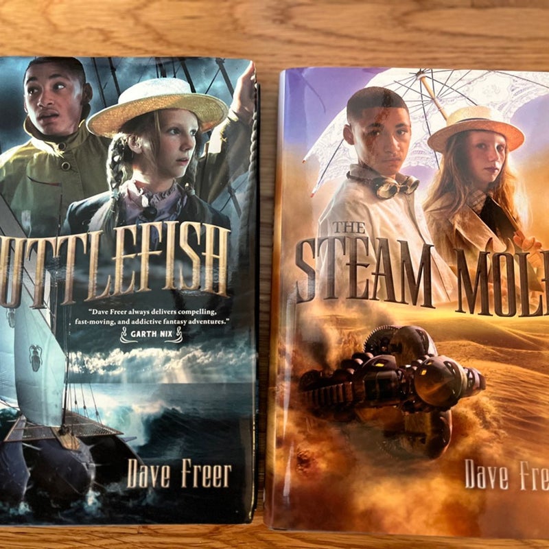 Set 2 Dave Freer Cuttlefish The Steam Mole Hardcover Adventure Books 