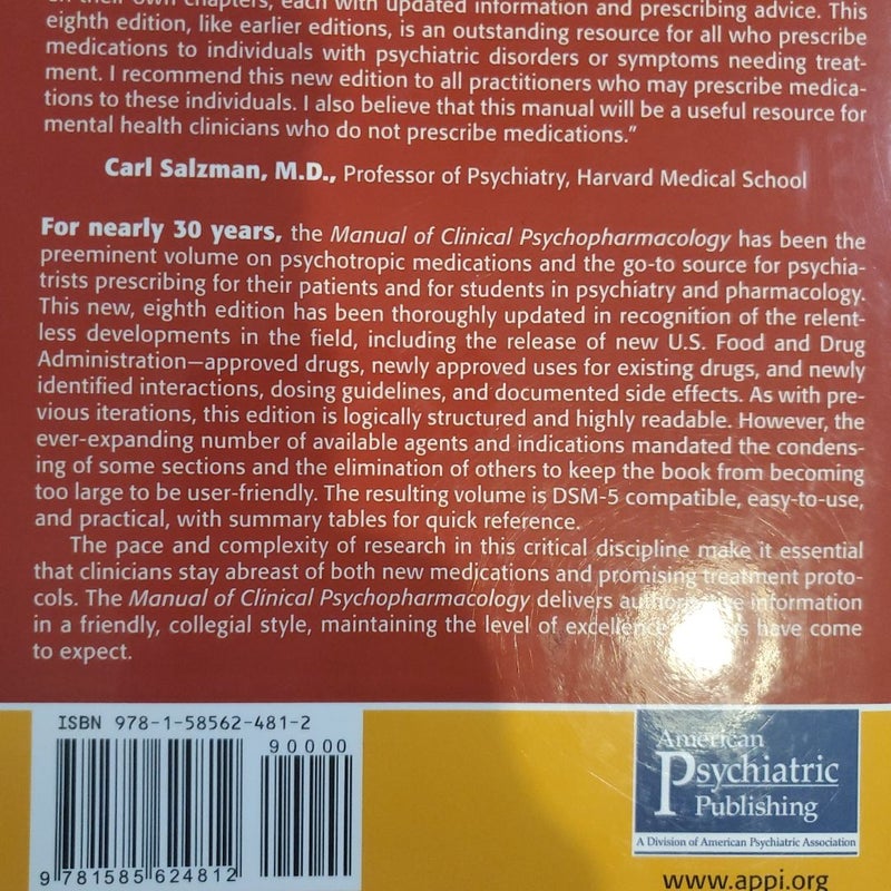 Manual of Clinical Psychopharmacology