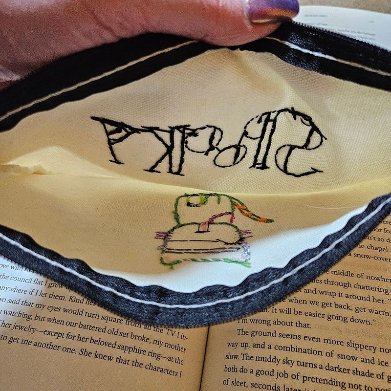 Hand Embroidered Bookish Pouch