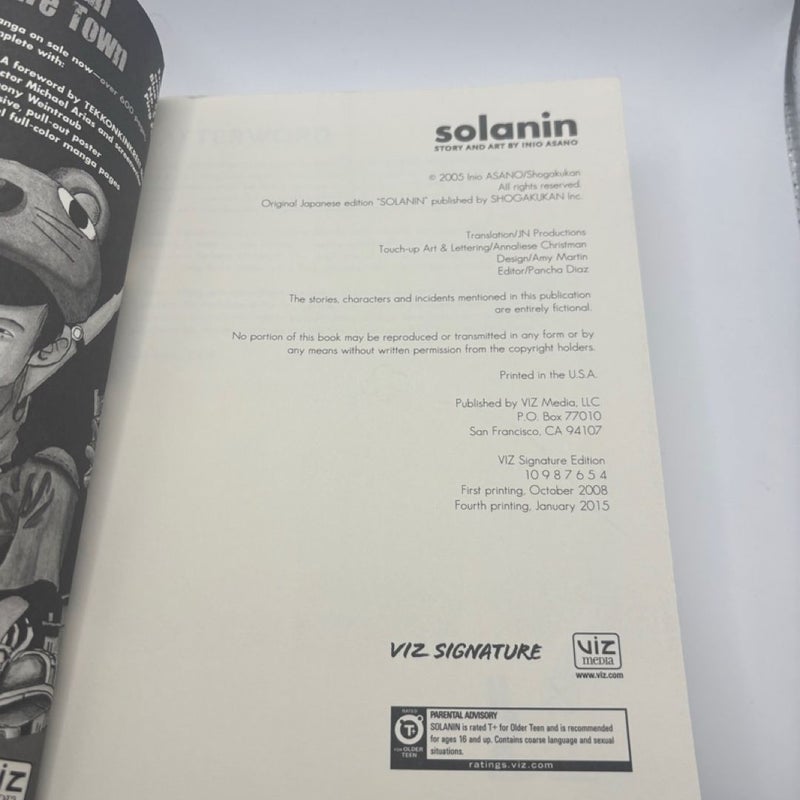 Solanin Inio Asano Manga English Edition, Viz Signature Paperback Book