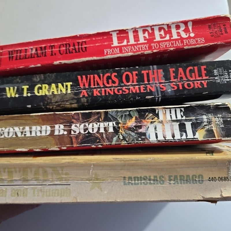 Military War Paperbacks lot 4 books Lifer, Patton, The Hill Wings of the Eagles 