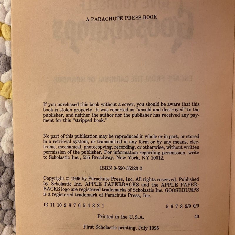 Goosebumps Reader Beware: Escape from the Carnival of Horrors (***SIGNED BY R.L. STINE, First Edition First Printing)