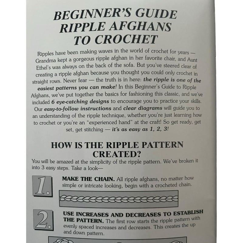 Beginner’s Guide Ripple Afghans 6 Designs Digest Size Crochet Pattern Book 1998 Leisure Arts Inc. 