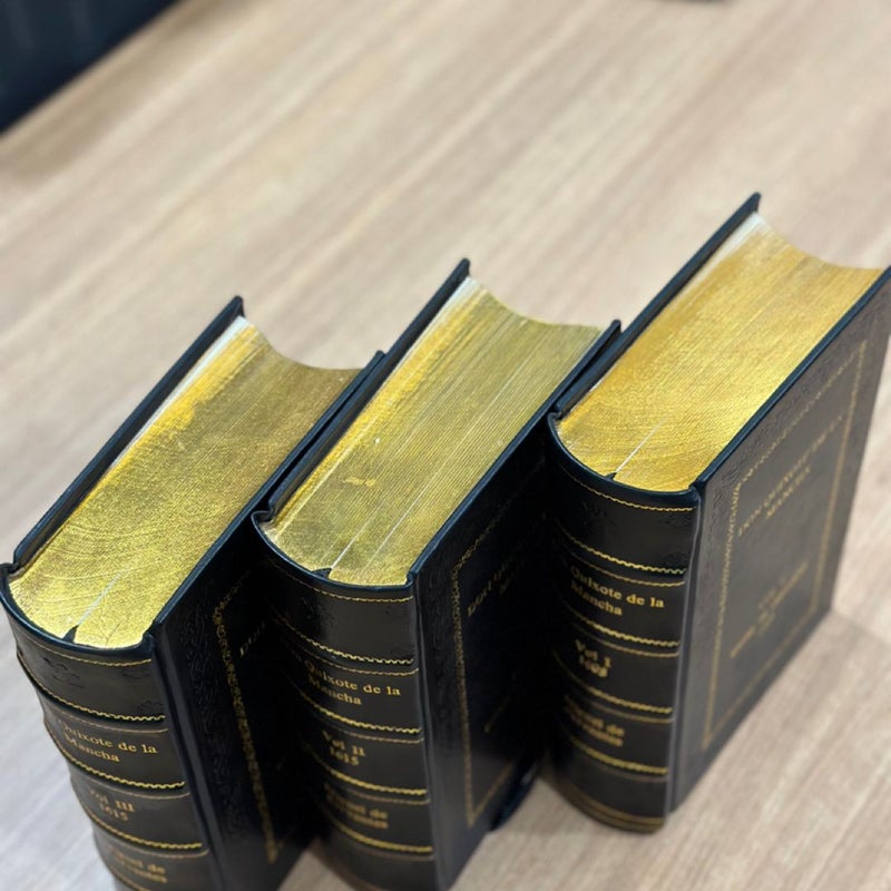 Don Quixote de la Mancha: Deluxe Leather-Bound Three-Volume Bilingual Edition (Spanish & English)