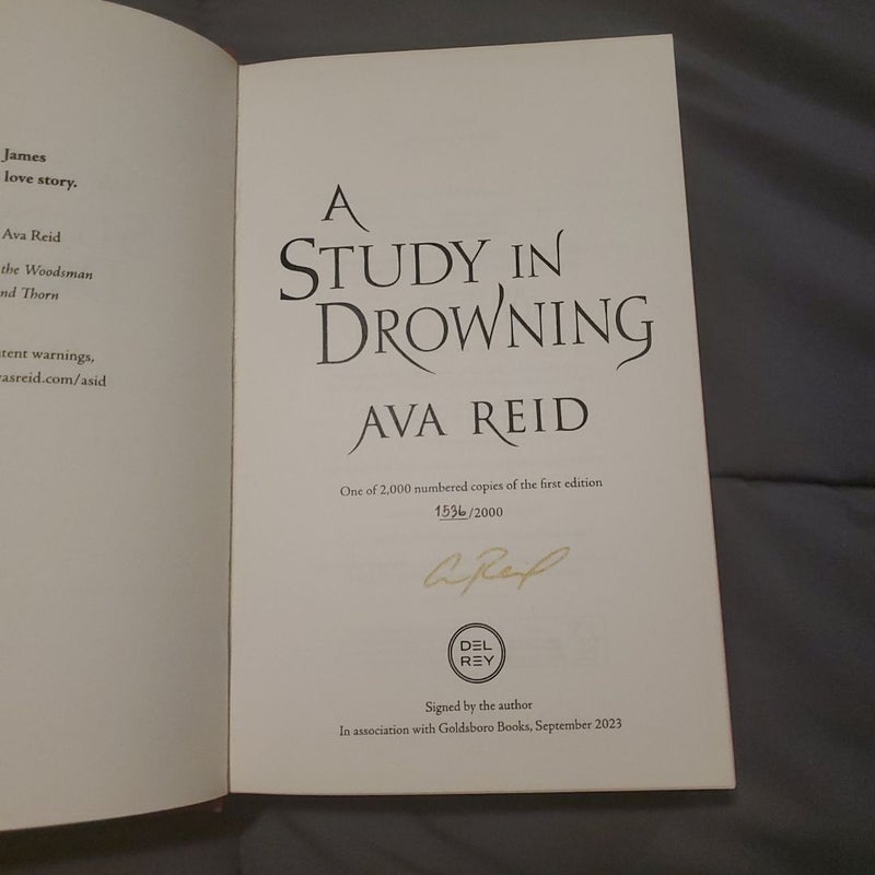 A Study in Drowning SIGNED