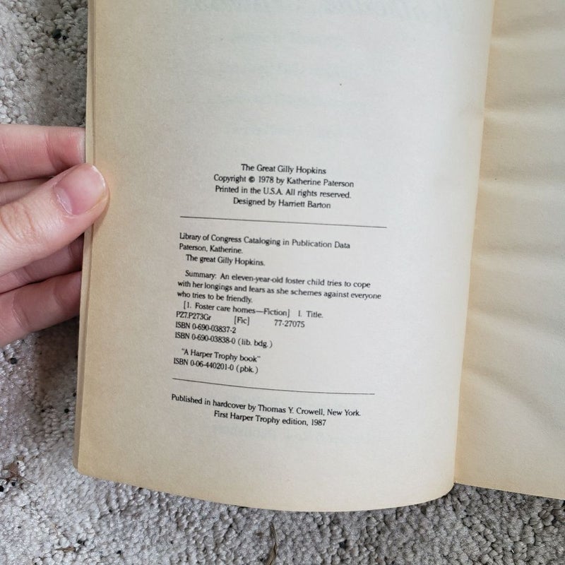The Great Gilly Hopkins (1st Harper Trophy Edition, 1987)