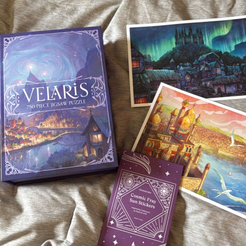 Velaris Puzzle, Trial of the Sun Queen postcards, Faebound window clings