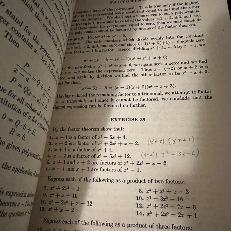 Intermediate Algebra for College Students - Peterson, 1954 hc, Harper & Row