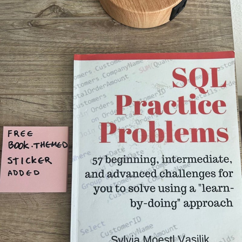 SQL Practice Problems + FREE BOOKED THEMED STICKER