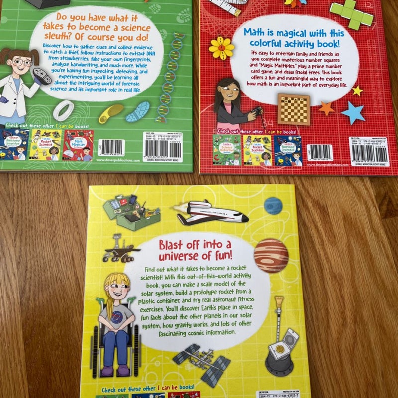 Set 3 NEW STEM Books I Can Be a Math Magician Science Detective Rocket Scientist 