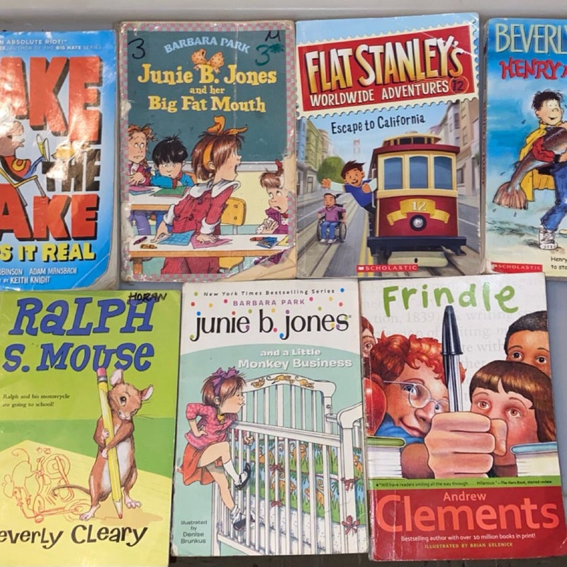 Kids book bundle featuring Junie B Jones, and Flat Stanley