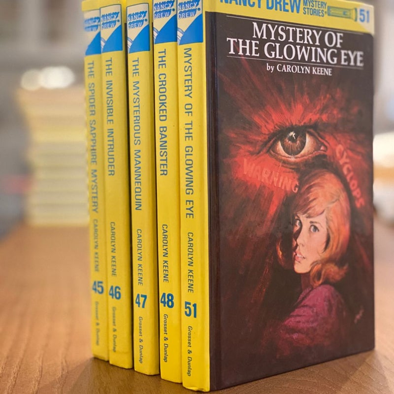 Nancy Drew 45-51 The Spider Sapphire Mystery, The Invisible Intruder, The Mysterious Mannequin, The Crooked Banister, Mystery of the Glowing Eye
