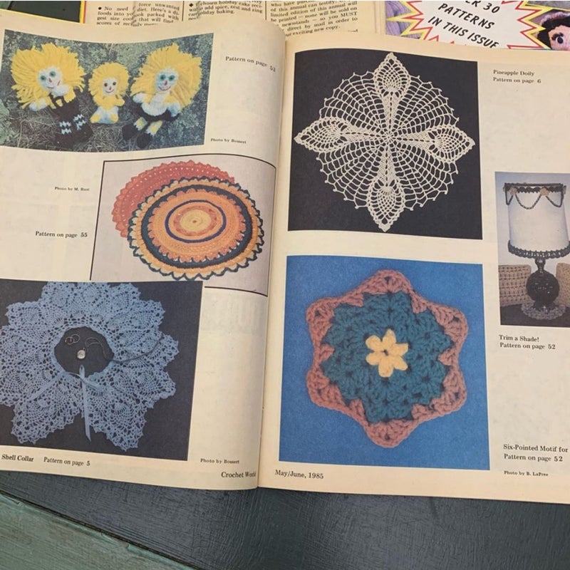 6 Crochet World Magazines from 1985