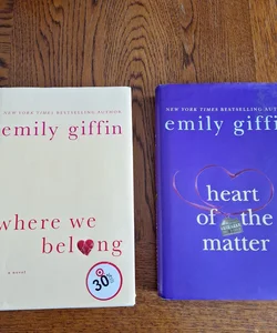 Where We Belong, Heart of the Matter, Lot of 2 /Set of 2 Emily Griffin books 