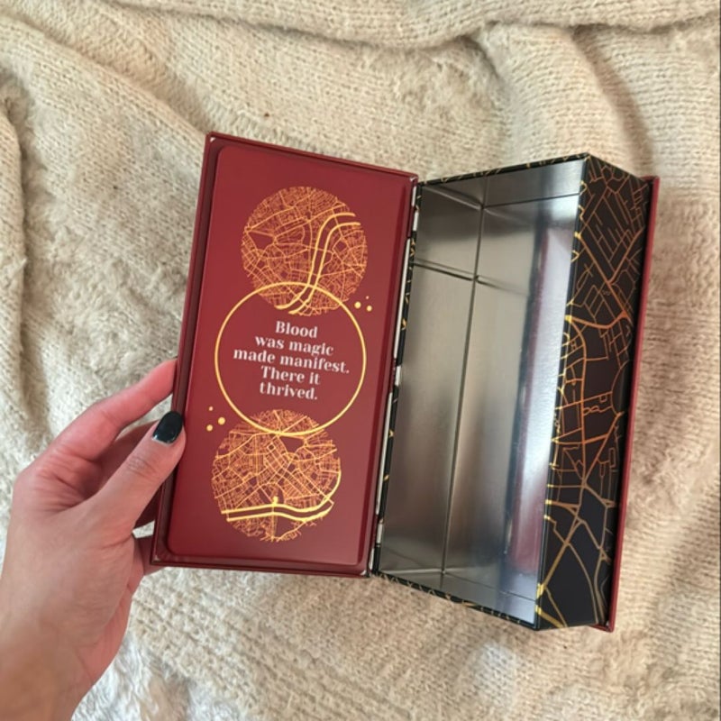 A Darker Shade of Magic Red London book tin (OwlCrate exclusive)