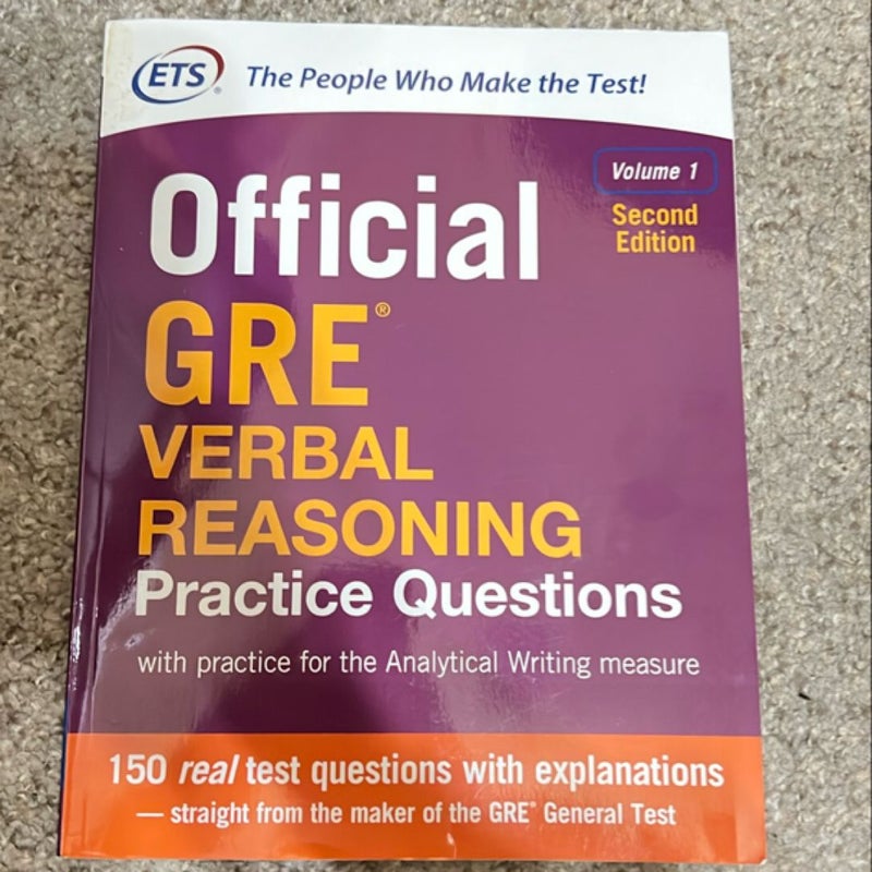 Official GRE Verbal Reasoning Practice Questions, Second Edition, Volume 1