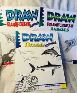 3 Book Bundle. Draw Rainforest & Ocean Animals